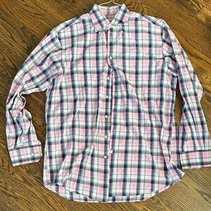 Scott Barber Men's Pink and Blue Plaid Dress Shirt